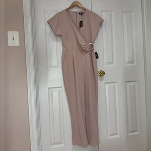 NWT MED Express Pink Blush Jumpsuit w/ Ring Detail